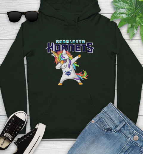 Charlotte Hornets NBA Basketball Funny Unicorn Dabbing Sports Youth Hoodie 13