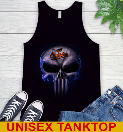 Baltimore Orioles MLB Baseball Punisher Skull Sports Tank Top