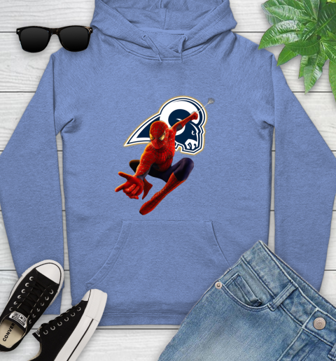 NFL Spider Man Avengers Endgame Football Los Angeles Rams Youth Hoodie 12