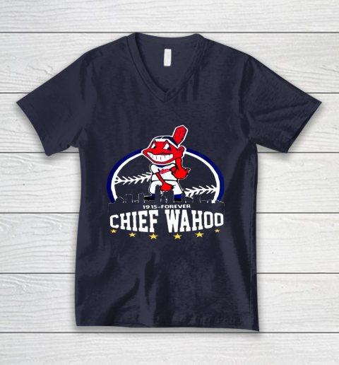 Chief Wahoo distressed Cleveland V-Neck T-Shirt 2