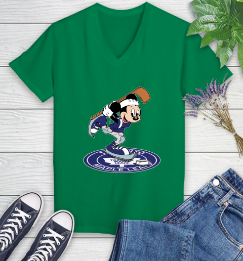 NHL Hockey Toronto Maple Leafs Cheerful Mickey Disney Shirt Women's V-Neck T-Shirt 5