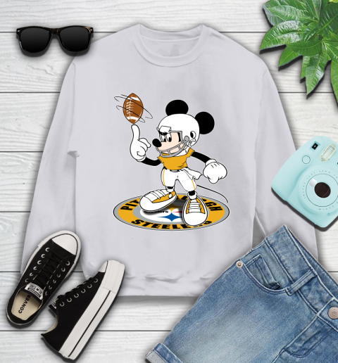 NFL Football Pittsburgh Steelers Cheerful Mickey Disney Shirt Youth Sweatshirt 4