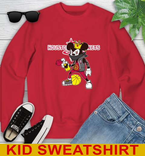 Houston Rockets NBA Basketball Mickey Peace Sign Sports Youth Sweatshirt 8