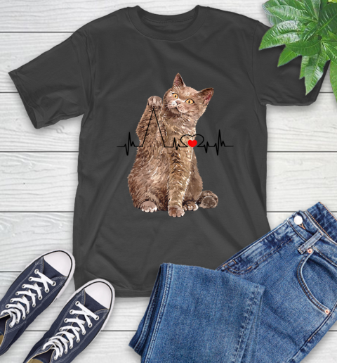 Nurse Shirt Curious Cat Messing With Heart Line Funny T Shirt T-Shirt