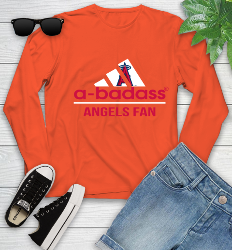 MLB A Badass Los Angeles Angels Fan Adidas Baseball Sports Youth Long Sleeve 3