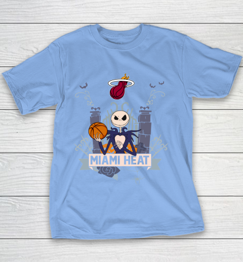 NBA Miami Heat Basketball Jack Skellington Halloween Youth T-Shirt 8
