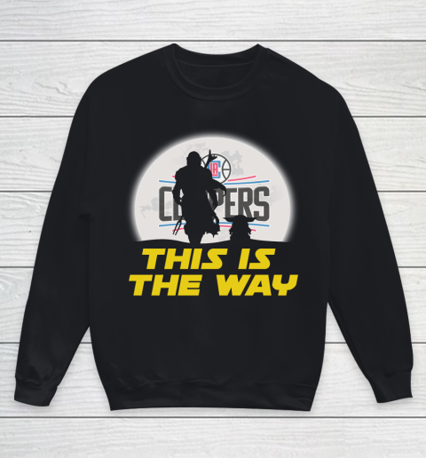 LA Clippers NBA Basketball Star Wars Yoda And Mandalorian This Is The Way Youth Sweatshirt