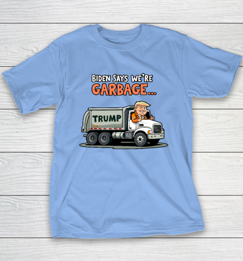 Donald Trump Rides In Garbage Truck Youth T-Shirt 8