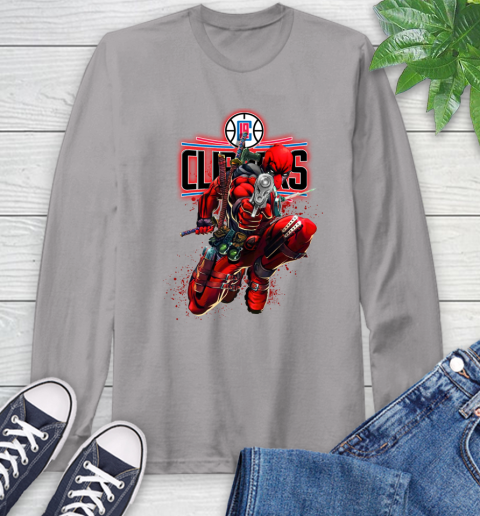 NBA Deadpool Marvel Comics Sports Basketball LA Clippers Long Sleeve T-Shirt 6