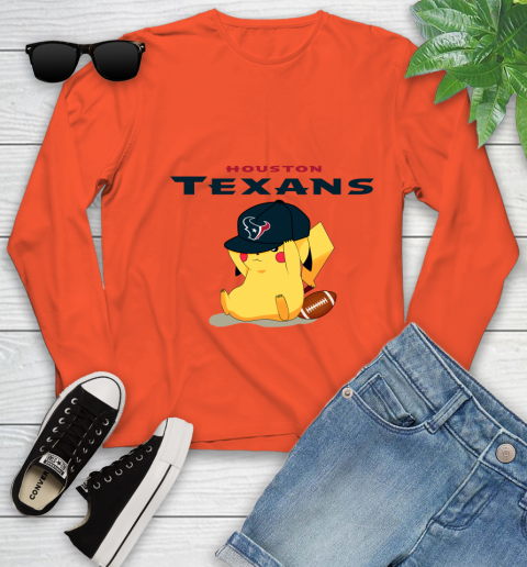 NFL Pikachu Football Sports Houston Texans Youth Long Sleeve 4