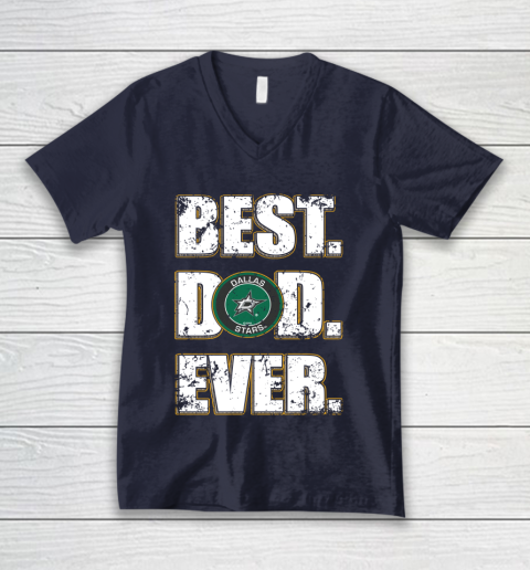 NHL Dallas Stars Hockey Best Dad Ever Family Shirt V-Neck T-Shirt 2