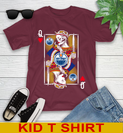 NHL Hockey Edmonton Oilers The Queen Of Hearts Card Shirt Youth T-Shirt 5