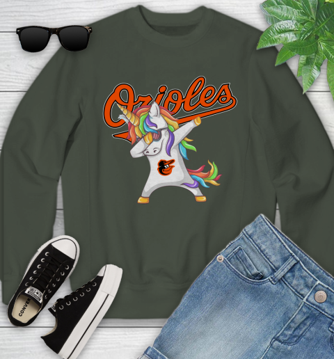 Baltimore Orioles MLB Baseball Funny Unicorn Dabbing Sports Youth Sweatshirt 10
