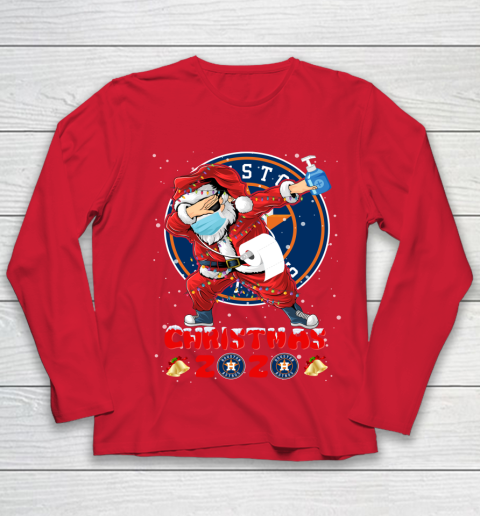 Houston Astros Funny Santa Claus Dabbing Christmas 2020 MLB Youth Long Sleeve 8