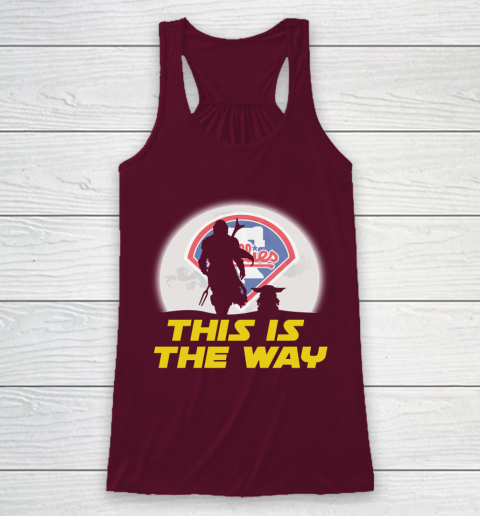 Philadelphia Phillies MLB Baseball Star Wars Yoda And Mandalorian This Is The Way Racerback Tank 2