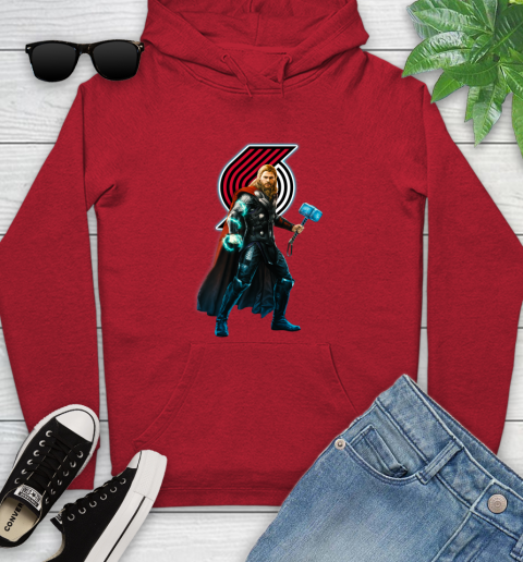 NBA Thor Avengers Endgame Basketball Portland Trail Blazers Youth Hoodie 11