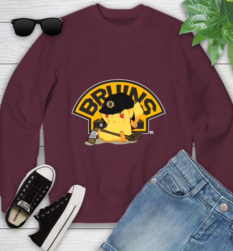 NHL Pikachu Hockey Sports Boston Bruins Youth Sweatshirt 5
