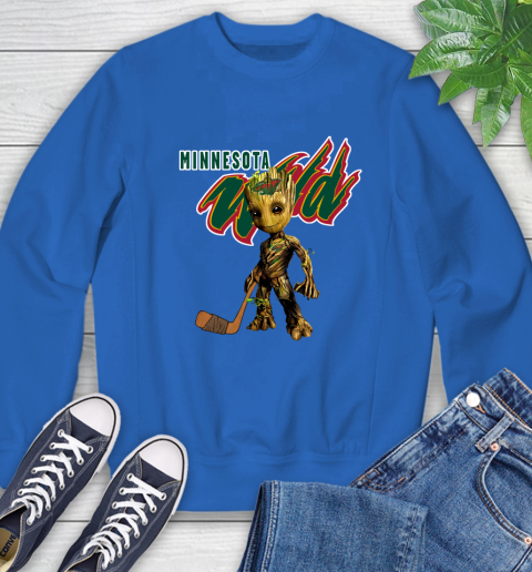 Minnesota Wild NHL Hockey Groot Marvel Guardians Of The Galaxy Sweatshirt 8