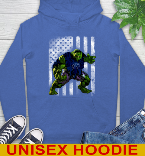 Tampa Bay Lightning Hulk Marvel Avengers NHL Hockey American Flag Hoodie 9