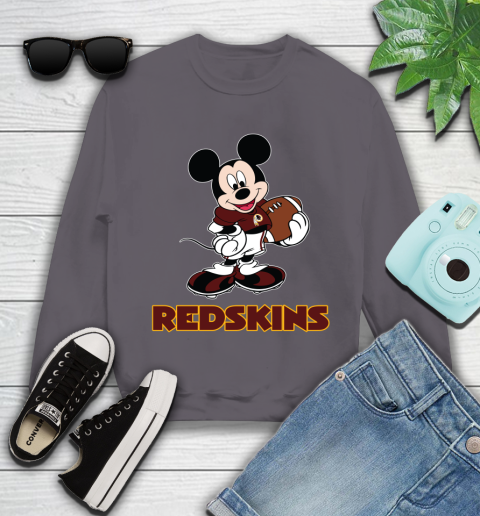 NFL Football Washington Redskins Cheerful Mickey Mouse Shirt Youth Sweatshirt 5