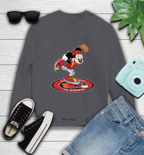 NHL Hockey Calgary Flames Cheerful Mickey Disney Shirt Sweatshirt 7 NHL Hockey Calgary Flames Cheerful Mickey Disney Shirt Sweatshirt - Image 7