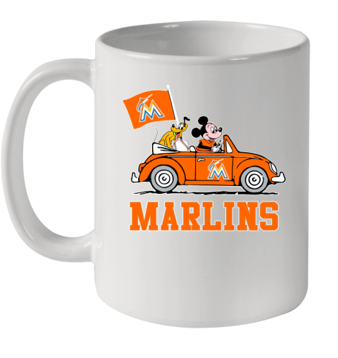 MLB Baseball Miami Marlins Pluto Mickey Driving Disney Shirt Ceramic Mug 11oz