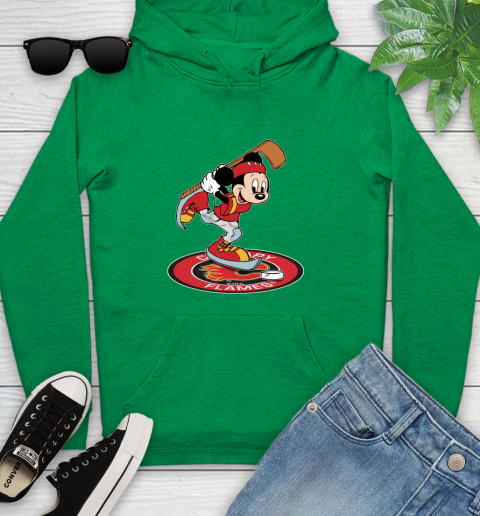 NHL Hockey Calgary Flames Cheerful Mickey Disney Shirt Youth Hoodie 7