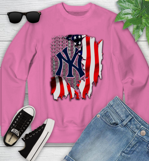 New York Yankees MLB Baseball American Flag Youth Sweatshirt 6