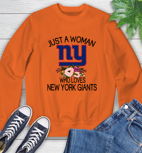 NFL Just A Woman Who Loves New York Giants Football Sports Sweatshirt 2
