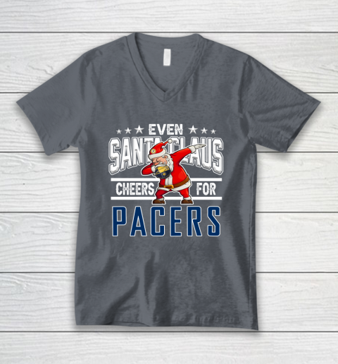 Indiana Pacers Even Santa Claus Cheers For Christmas NBA V-Neck T-Shirt 4