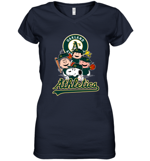 MLB Oakland Athletics Snoopy Charlie Brown Woodstock The Peanuts Movie  Baseball T Shirt_000 Women's T-Shirt