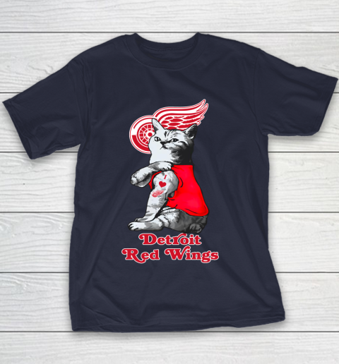 NHL My Cat Loves Detroit Red Wings Hockey Youth T-Shirt 2
