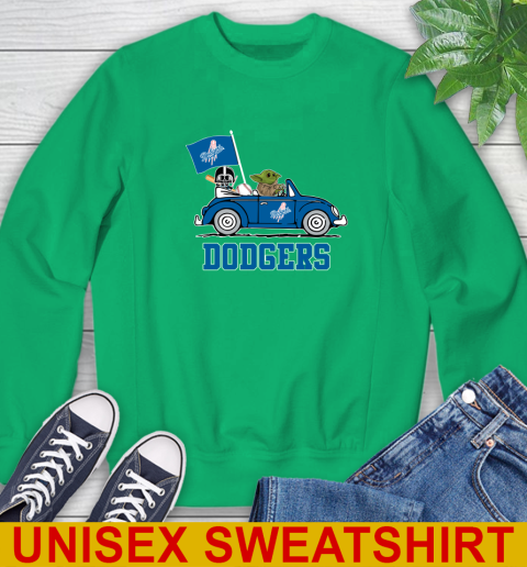 MLB Baseball Los Angeles Dodgers Darth Vader Baby Yoda Driving Star Wars Shirt Sweatshirt 6