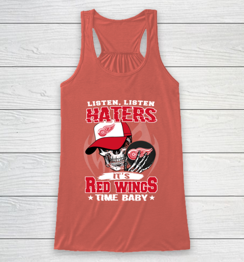 Listen Haters It is WINGS Time Baby NHL Racerback Tank 3