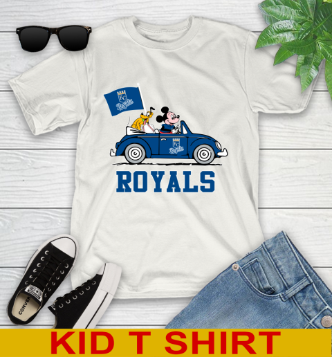 MLB Baseball Kansas City Royals Pluto Mickey Driving Disney Shirt Youth T-Shirt