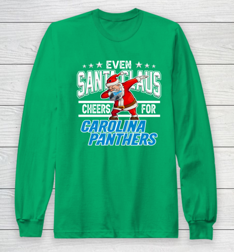 Carolina Panthers Even Santa Claus Cheers For Christmas NFL Long Sleeve T-Shirt 4