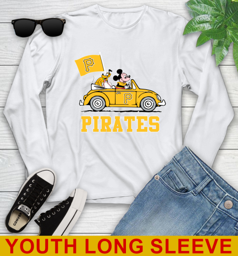 MLB Baseball Pittsburgh Pirates Pluto Mickey Driving Disney Shirt Youth Long Sleeve