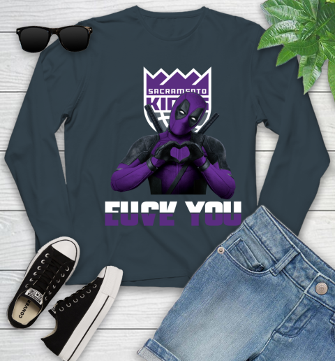 NBA Sacramento Kings Deadpool Love You Fuck You Basketball Sports Youth Long Sleeve 9