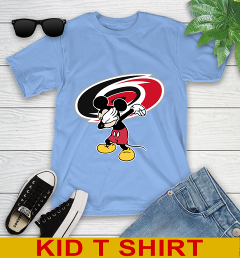 Carolina Hurricanes NHL Hockey Dabbing Mickey Disney Sports Youth T-Shirt 11