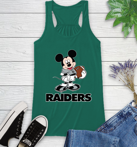 NFL Football Oakland Raiders Cheerful Mickey Mouse Shirt Racerback Tank 7
