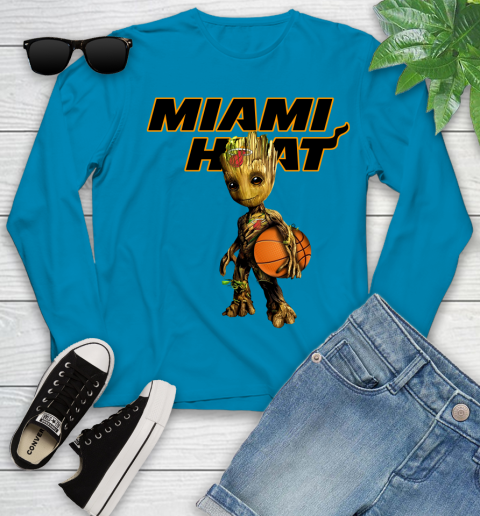 Miami Heat NBA Basketball Groot Marvel Guardians Of The Galaxy Youth Long Sleeve 7