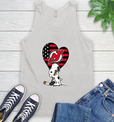 New Jersey Devils NHL Hockey The Peanuts Movie Adorable Snoopy Tank Top