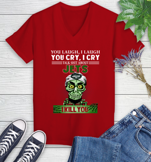 NFL Talk Shit About New York Jets I Kill You Achmed The Dead Terrorist Jeffrey Dunham Football Women's V-Neck T-Shirt 11