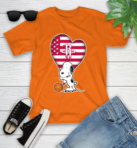 Houston Rockets NBA Basketball The Peanuts Movie Adorable Snoopy Youth T-Shirt 7