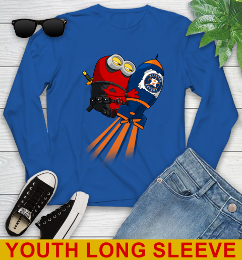 MLB Baseball Houston Astros Deadpool Minion Marvel Shirt Youth Long Sleeve 10