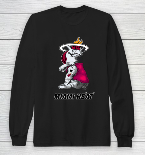 NBA Basketball My Cat Loves Miami Heat Long Sleeve T-Shirt