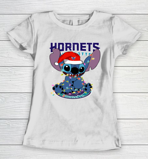 Charlotte Hornets NBA noel stitch Basketball Christmas Women's T-Shirt