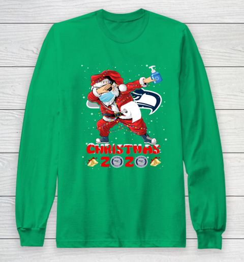 Seattle Seahawks Funny Santa Claus Dabbing Christmas 2020 NFL Long Sleeve T-Shirt 4