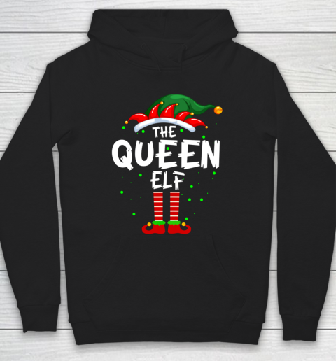 Womens The Queen Elf Family Matching Group Funny Christmas Pajama Hoodie