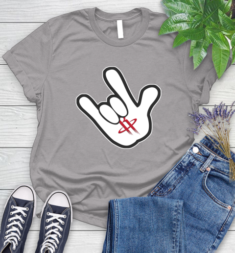 Houston Rockets NBA Basketball Mickey Rock Hand Disney Women's T-Shirt 5